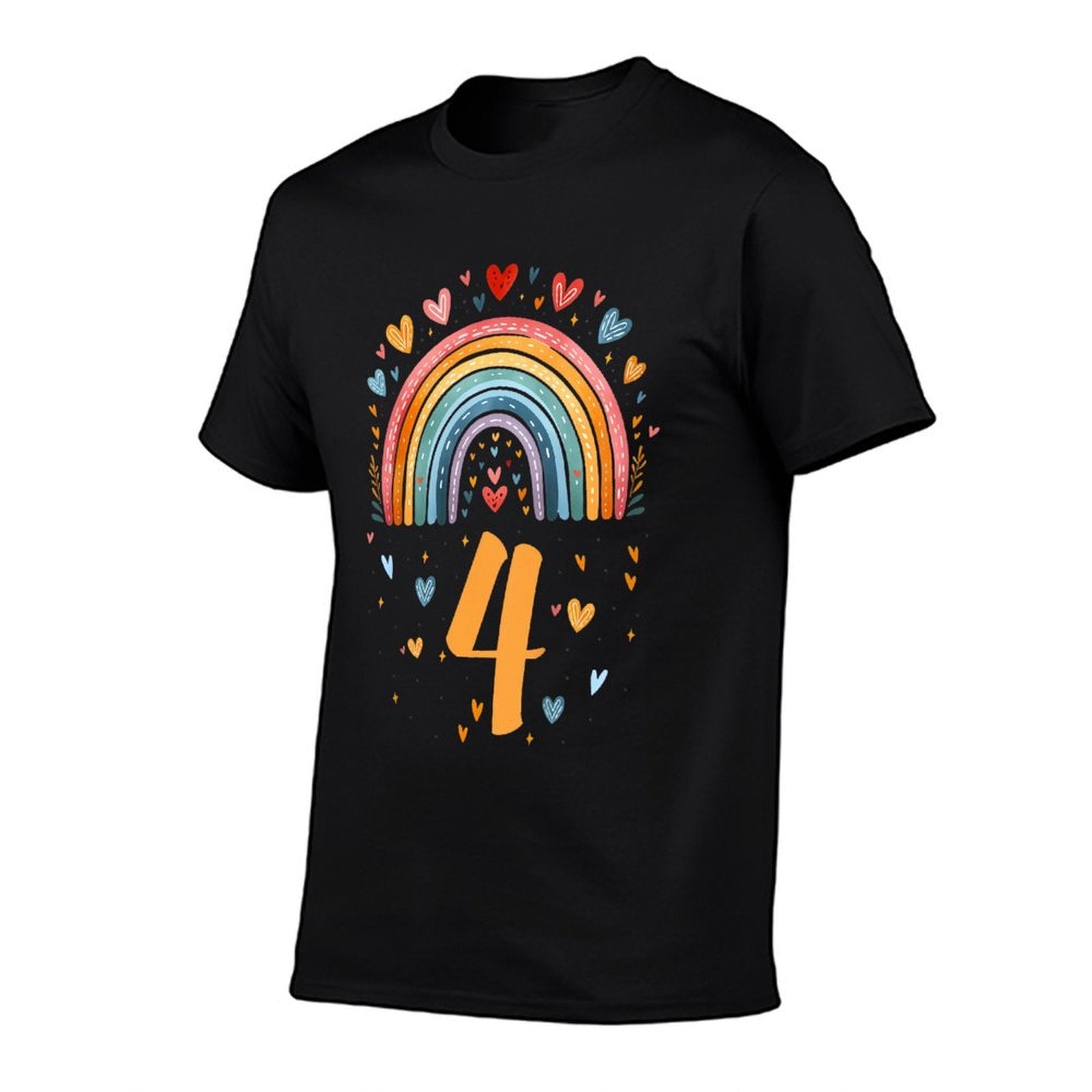 Kids 4th Birthday Rainbow Fourth Birthday Girl 4 Years Old  Vintage-inspired T-Shirt