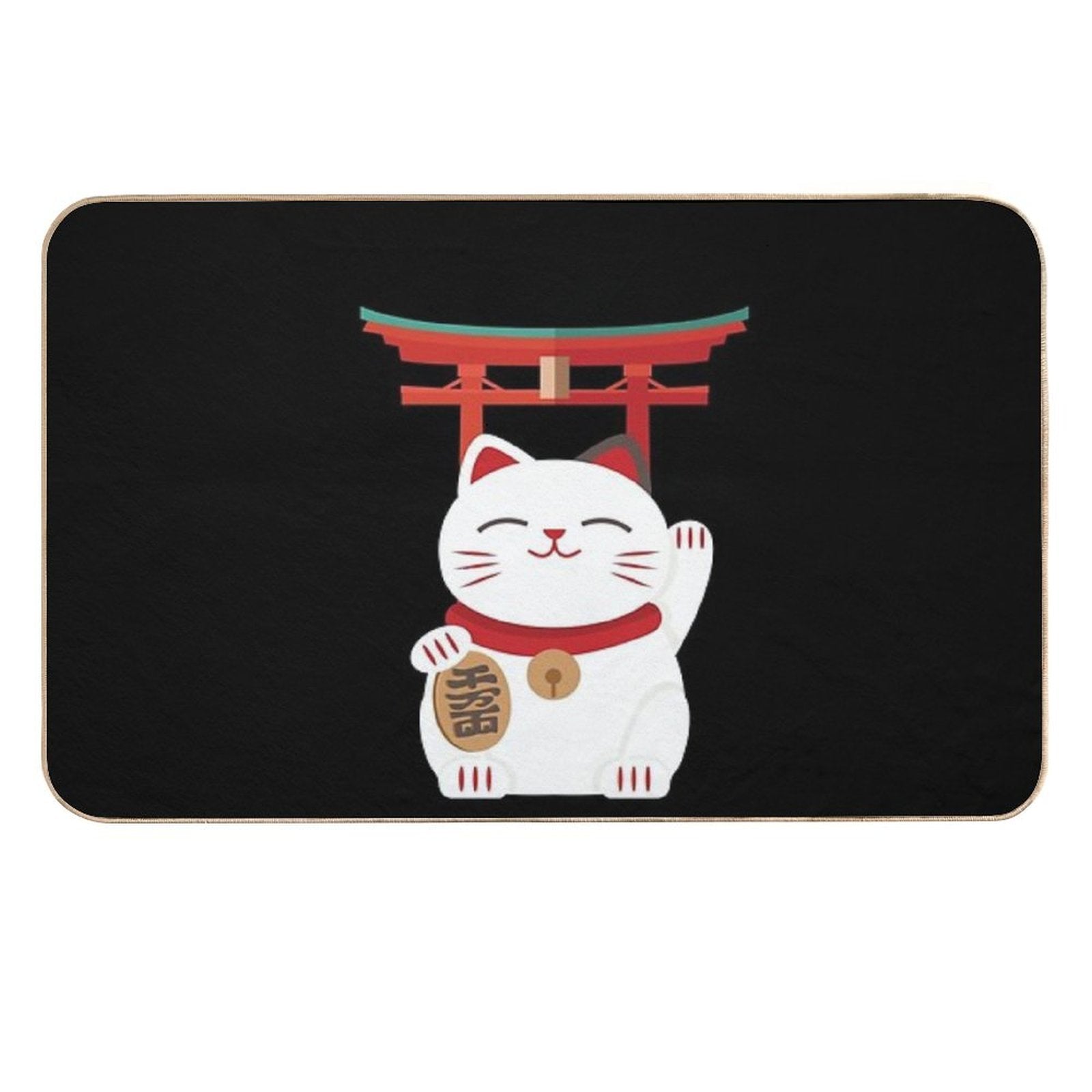 Japanese Blessing Lucky Cat  Pet-Safe Bath Mat
