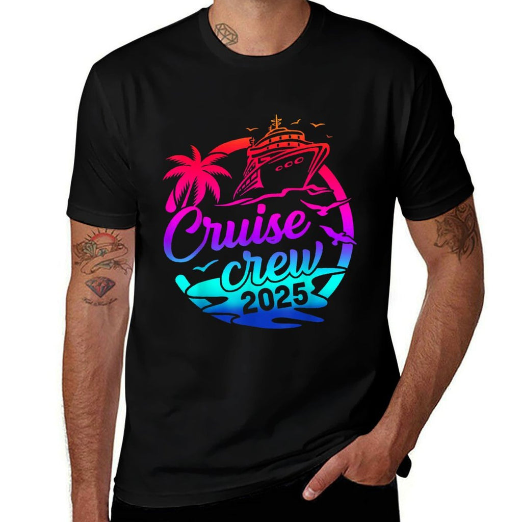 Cruise Crew 2025 Summer Vacation Trip Funny Matching Group  Trendy Pattern T-Shirt
