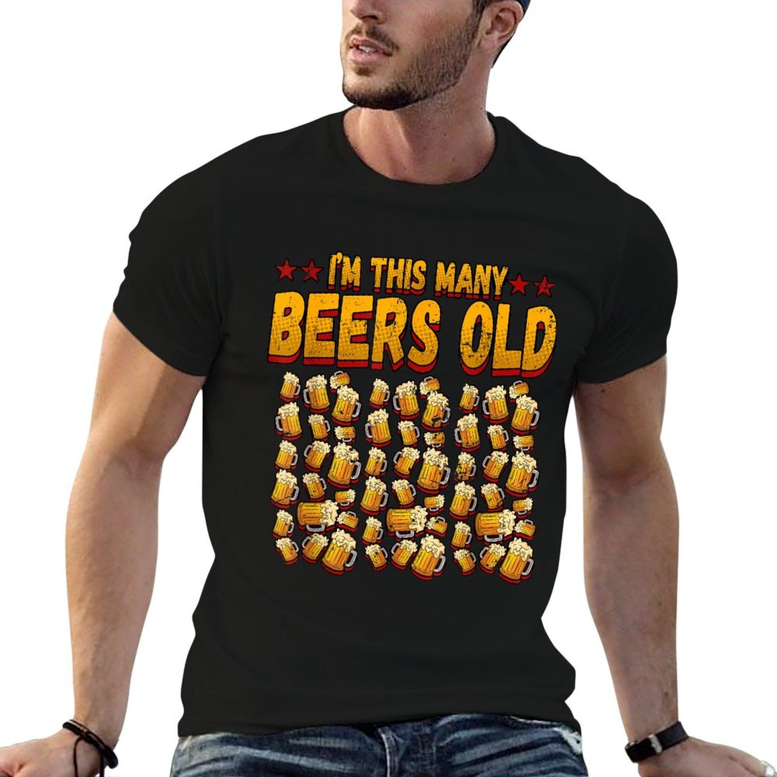 Im This Many Beers Old 50th Birthday  Heathered Texture T-Shirt
