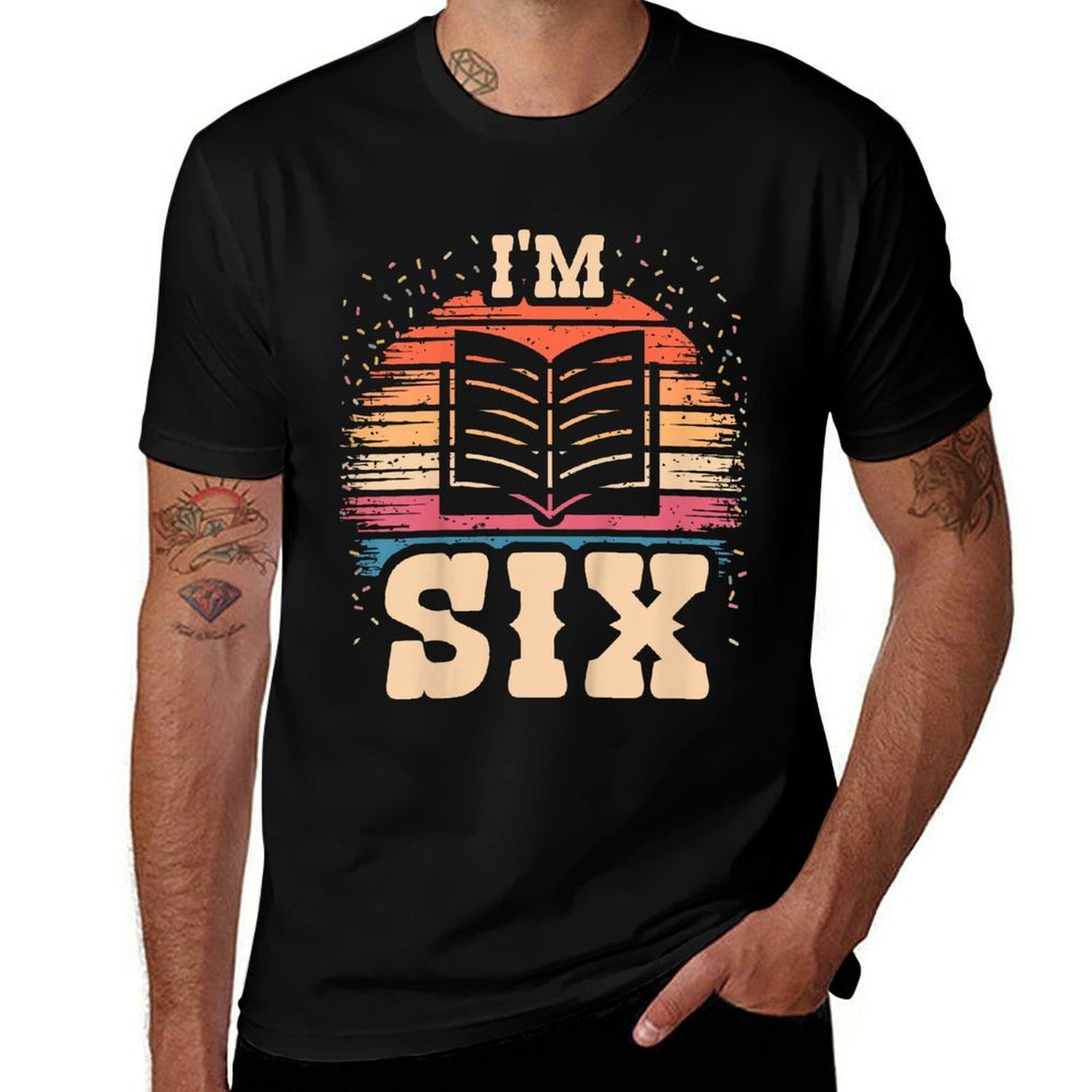 Kids Reading 6 Year Old Birthday Boy Girl 6th Books Birthday  Relaxed-fit T-Shirt