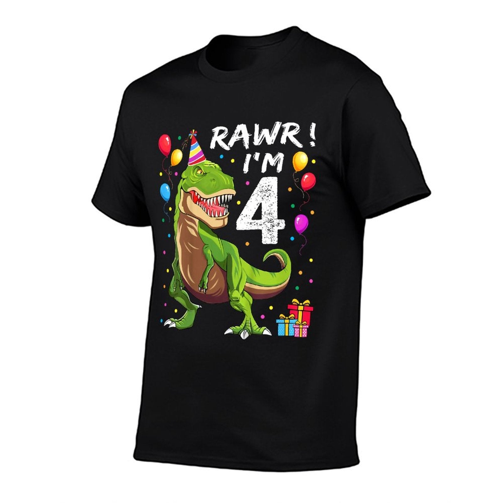 Rawr I'm 4 4th Birthday T Rex Dinosaur Party for Boys  High-quality Stitching T-Shirt
