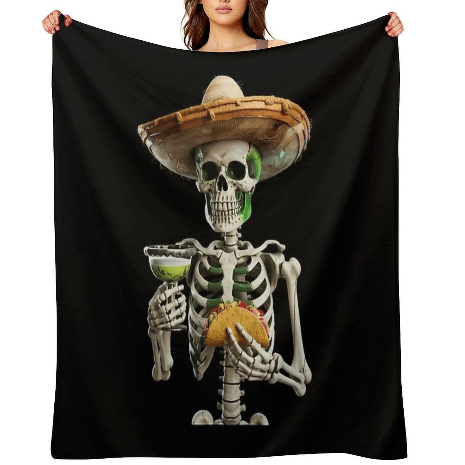 Cactus Skeleton Sombrero Cinco De Mayo Mexican Fiesta All-season Throw Blanket