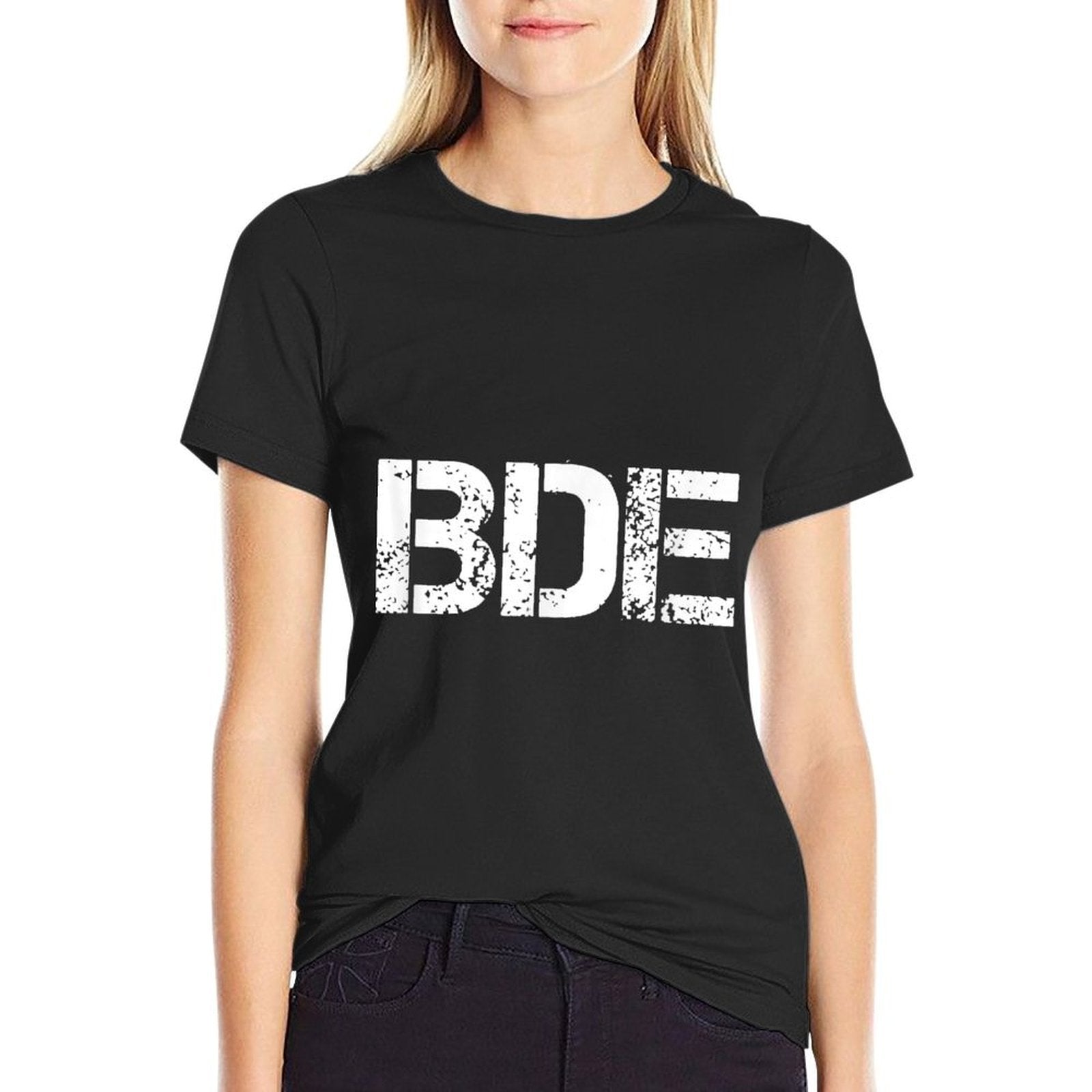 BDE Womens Black Modern  Eco-friendly Material T-Shirt