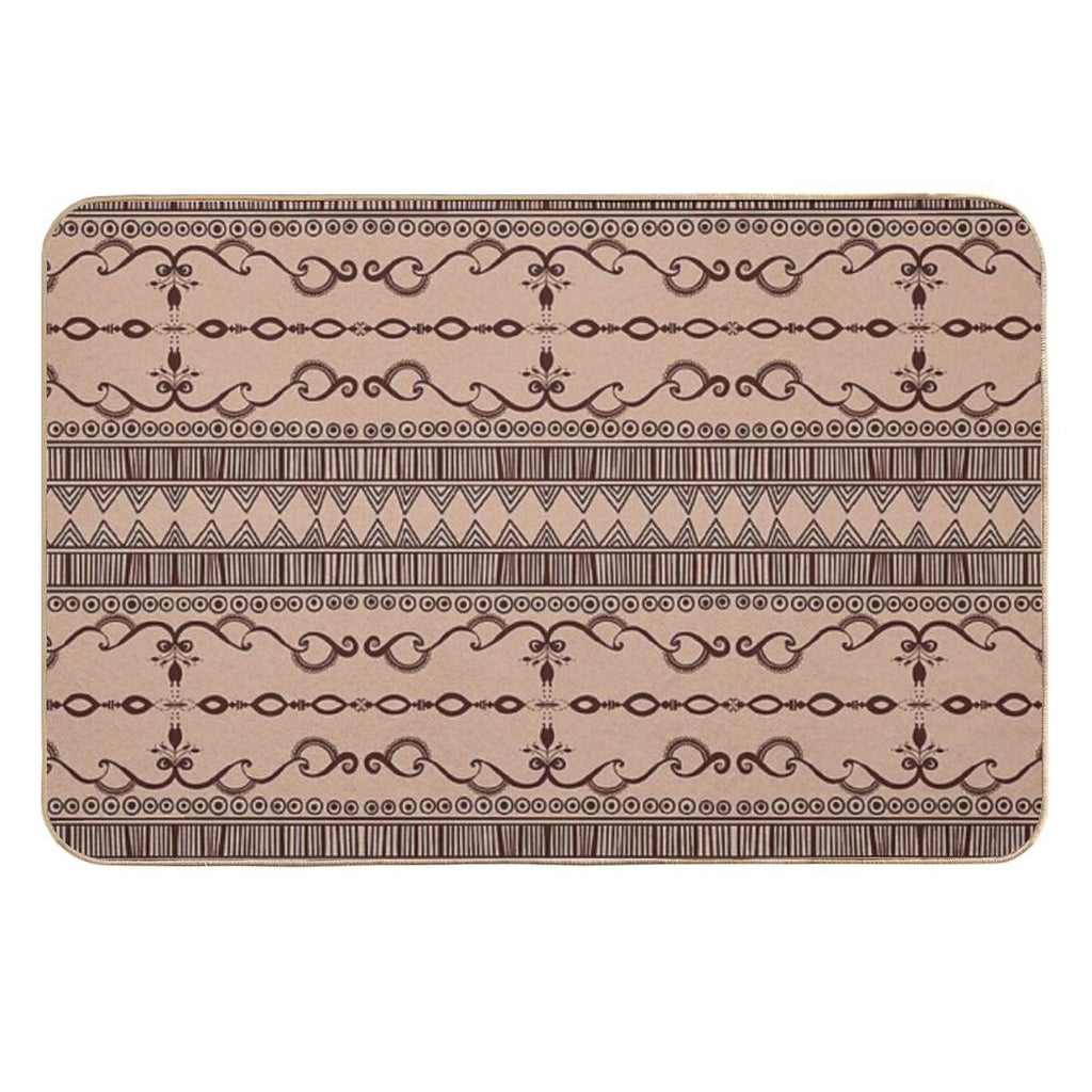 Regular Tan Neutral Egyptian Pattern  Stain-Proof Bath Mat
