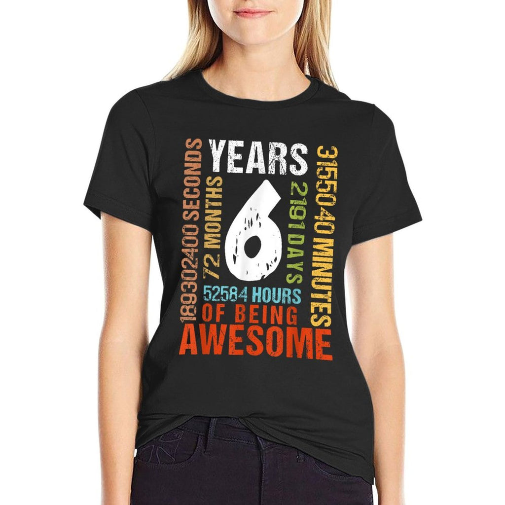 6th Birthday 6 Years Old Vintage Retro 72 Months Boys Girls  Lightweight T-Shirt
