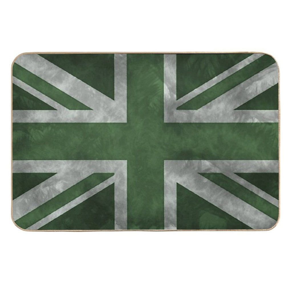 Green Distressed Union Jack  Dirt-Trapping Bath Mat