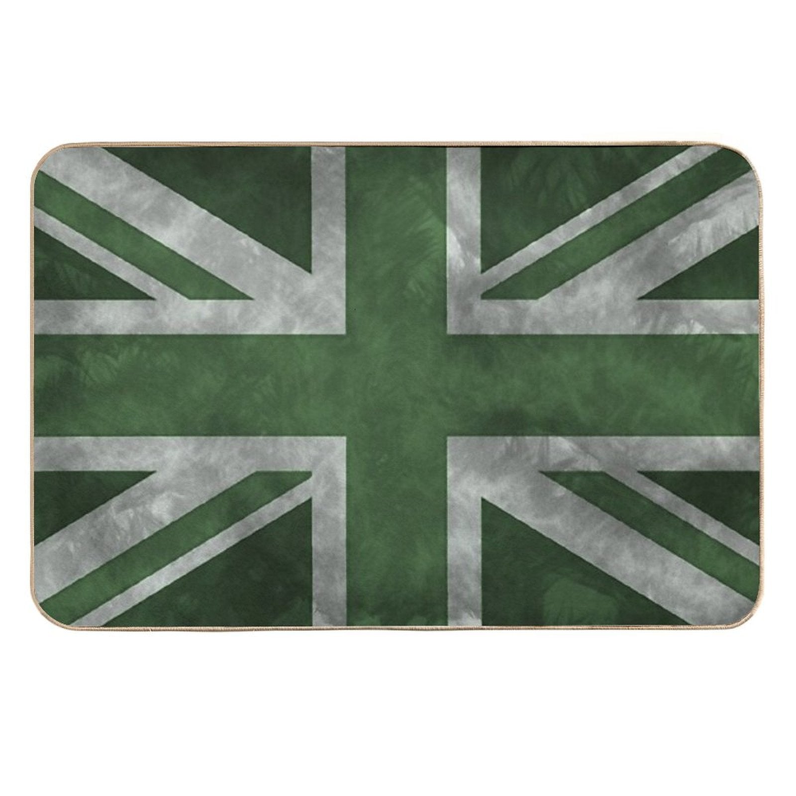 Green Distressed Union Jack  Dirt-Trapping Bath Mat