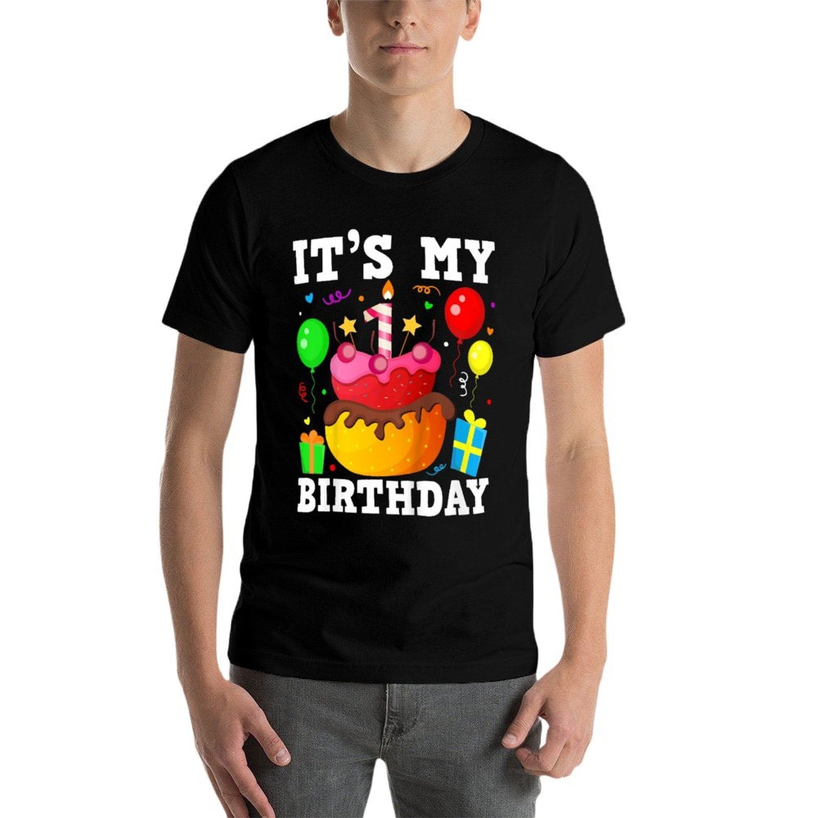 Kids 1st Birthday Four 1yr Happy Birthday Girl & Boy 1 Years Old  Moisture-wicking T-Shirt