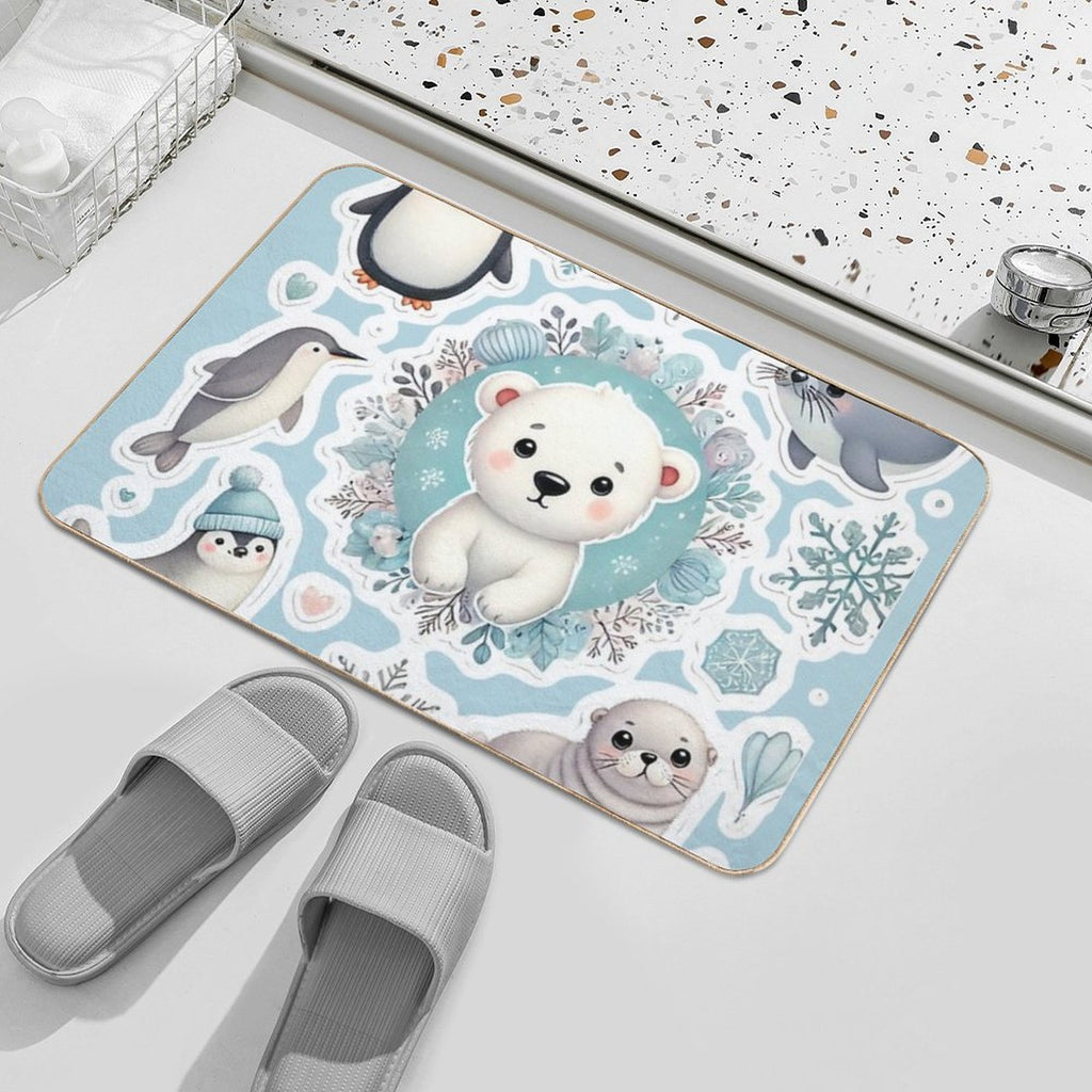 Ice Friends in Watercolor  Rapid-Drying Bath Mat