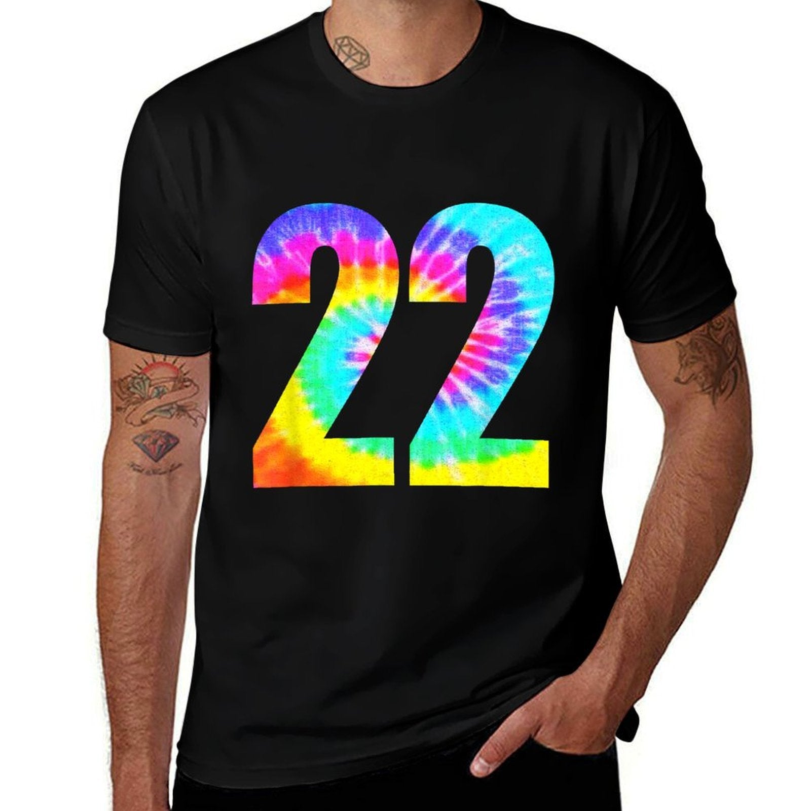 Colorful Tie Dye 22nd Birthday Or Number 22 Team Event  Classic T-Shirt