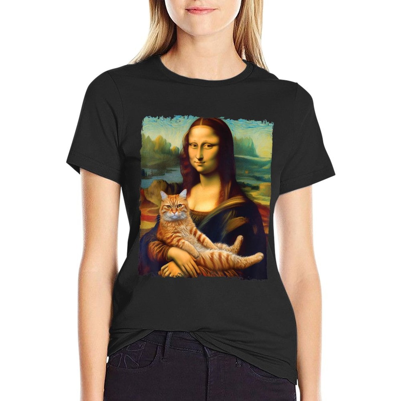 Mona Lisa Kitty for Cat Lovers  Stretchy T-Shirt