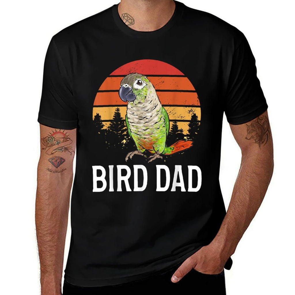 Green Cheek Conure Parrot Bird Dad  Rolled Sleeves T-Shirt