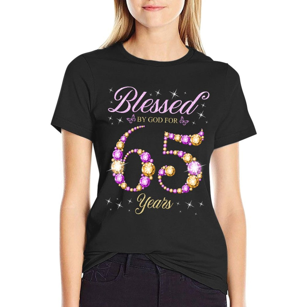 Blessed By God For 65 Years Old 65th Birthday B-Day Party  Rolled Sleeves T-Shirt