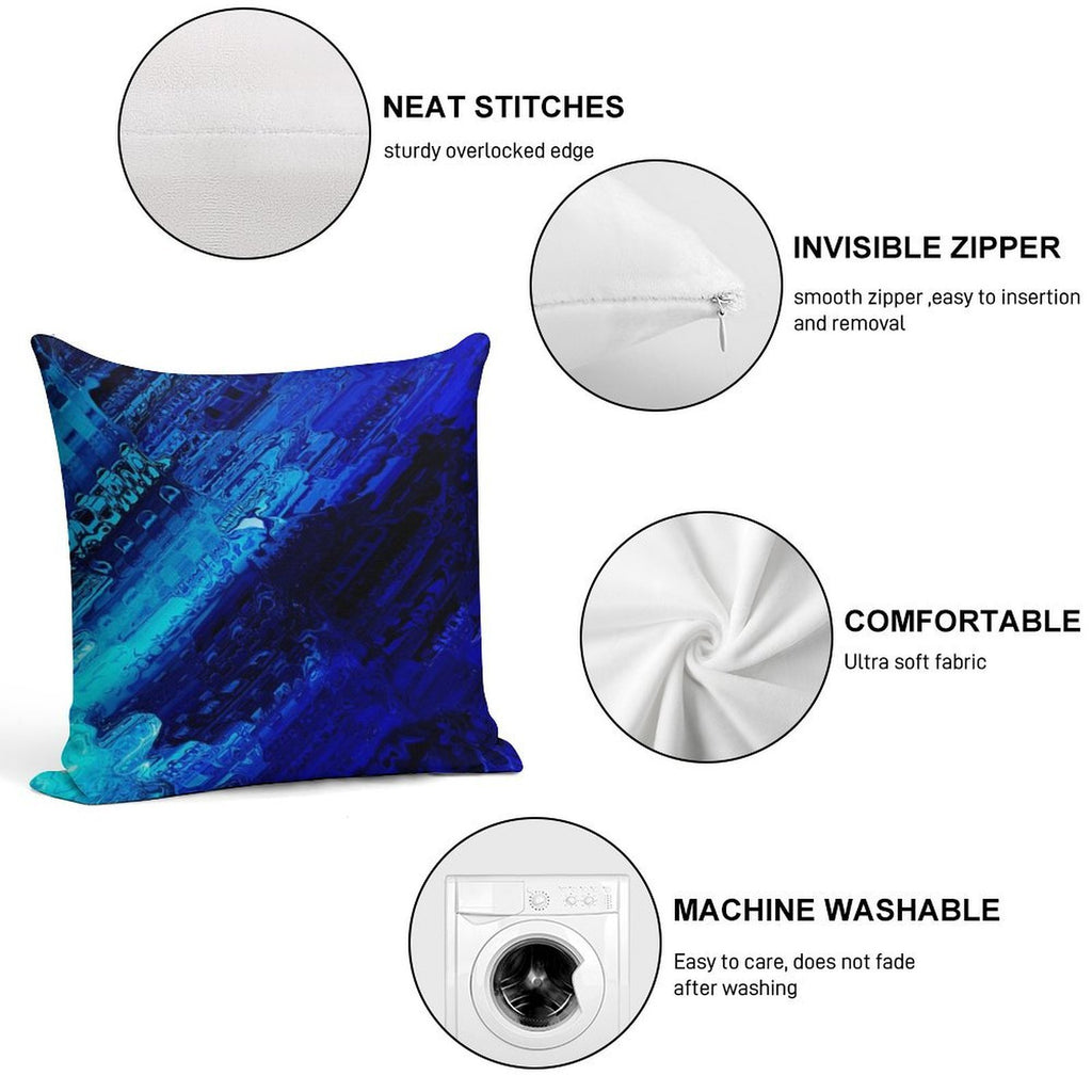 Cobalt Soft Short Plush Fabric Throw Pillow