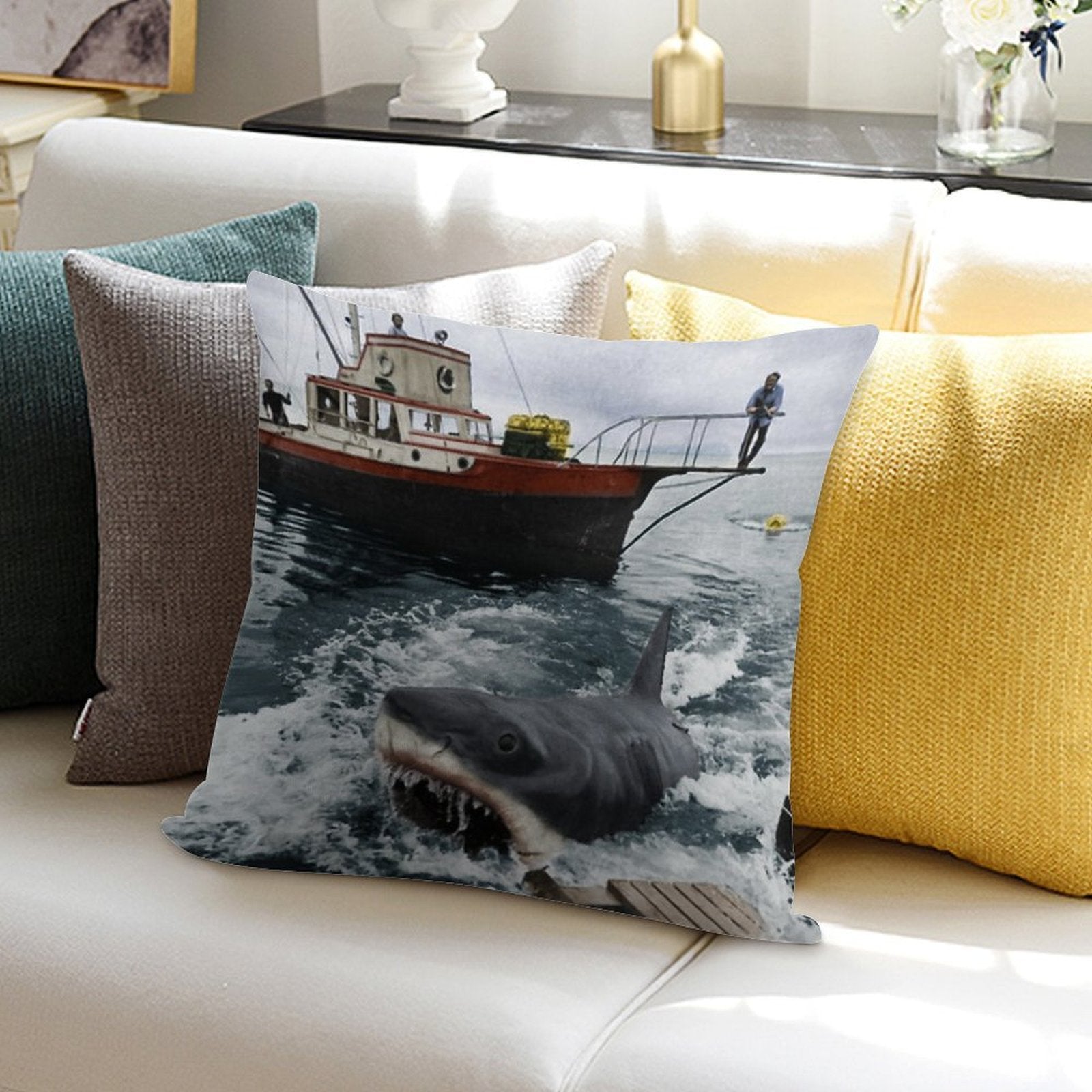 Jaws Photography Soft Decorative Cover Throw Pillow