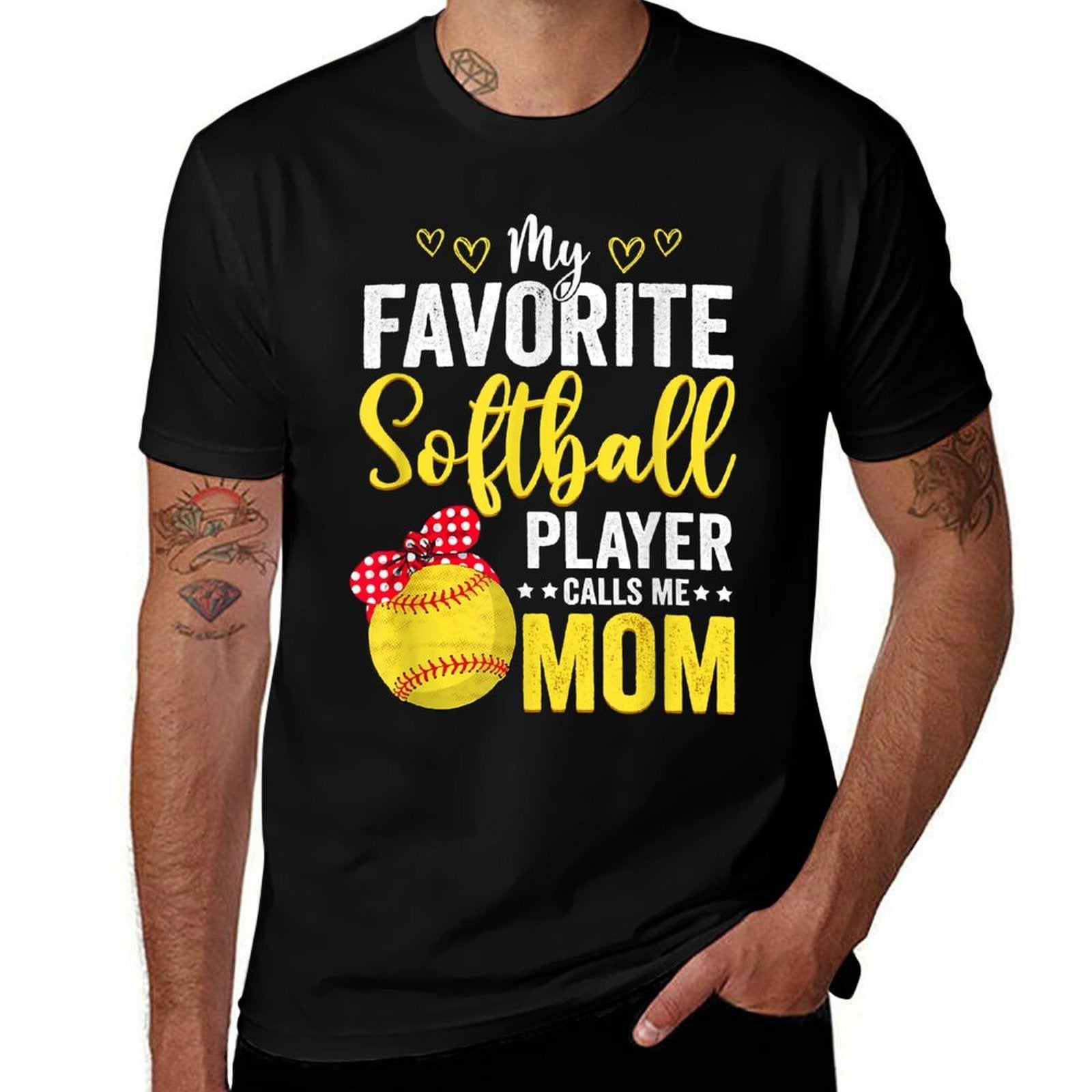 My Favorite Softball Player Calls Me Mom Softball Lover  Oversized Silhouette T-Shirt