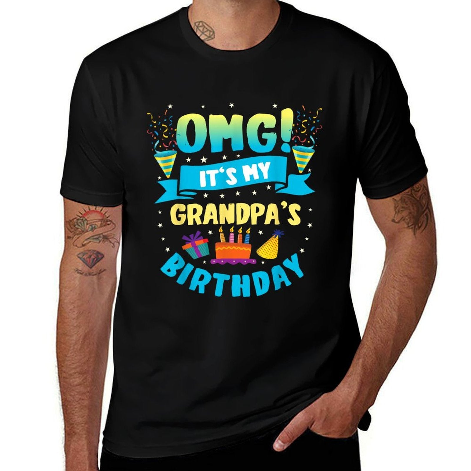 OMG It's My Grandpa Birthday  Tagless Design T-Shirt