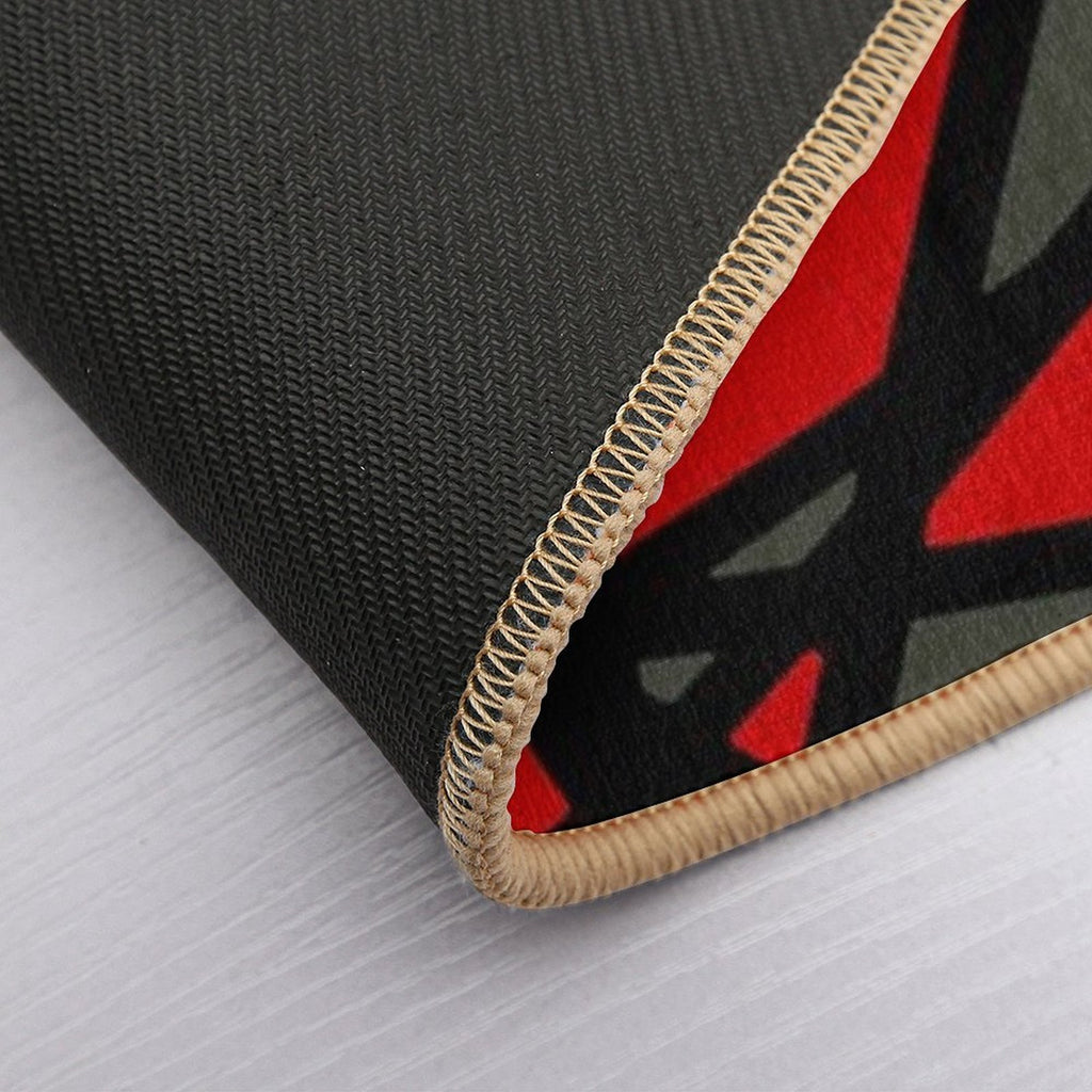 Black Lines Create Irregular Shapes Red Accent Abstract  Pet-Safe Bath Mat