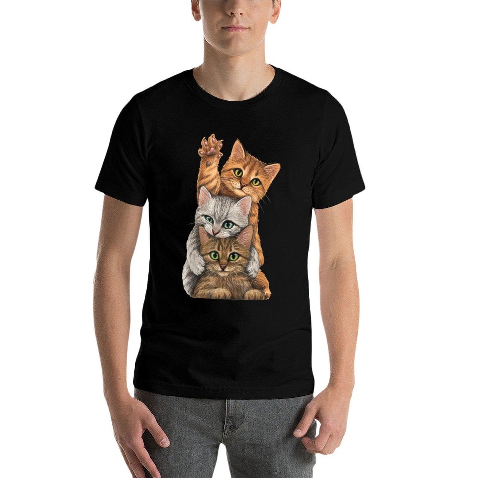 Cute Little Cats Playing Build Wall for Lovers Kitty Kittens  Wrinkle-resistant T-Shirt