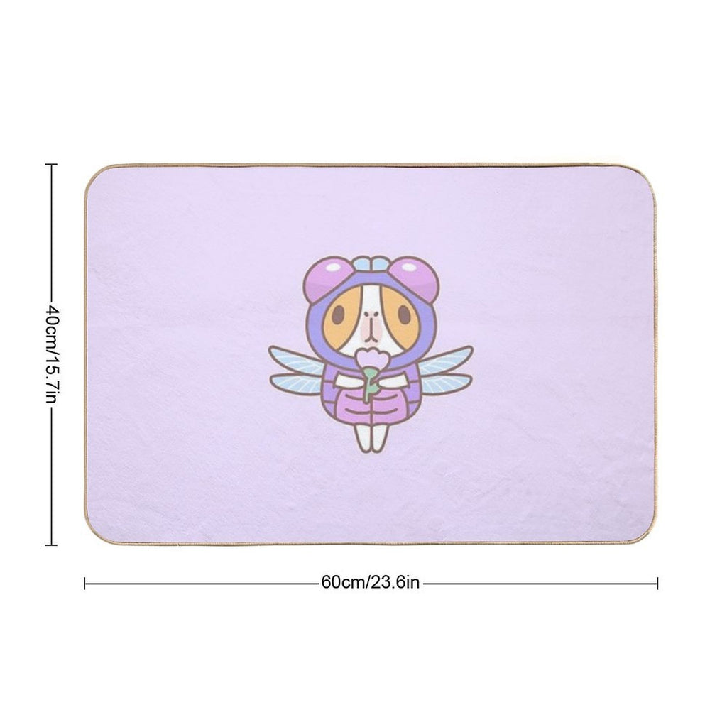 Guinea Pig in Dragonfly Costume  Easy To Clean Bath Mat