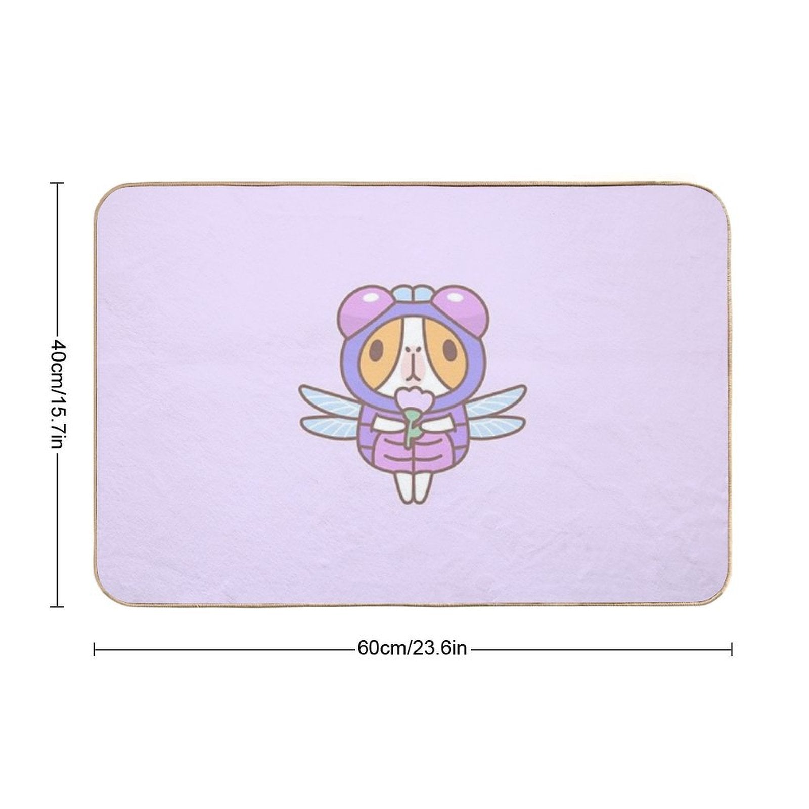 Guinea Pig in Dragonfly Costume  Easy To Clean Bath Mat