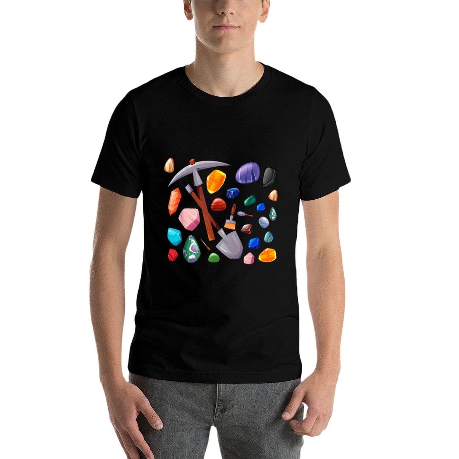 Crystals Minerals Hobby Geologist Gemstone Quotes Mining Tools Graphic Funny Science Gem Hunters Scientists, Small, Black  Easy-care T-Shirt