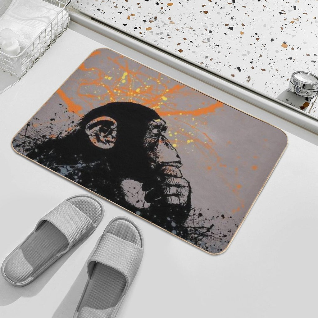 Thinker Monkey by Banksy  Dirt-Trapping Bath Mat