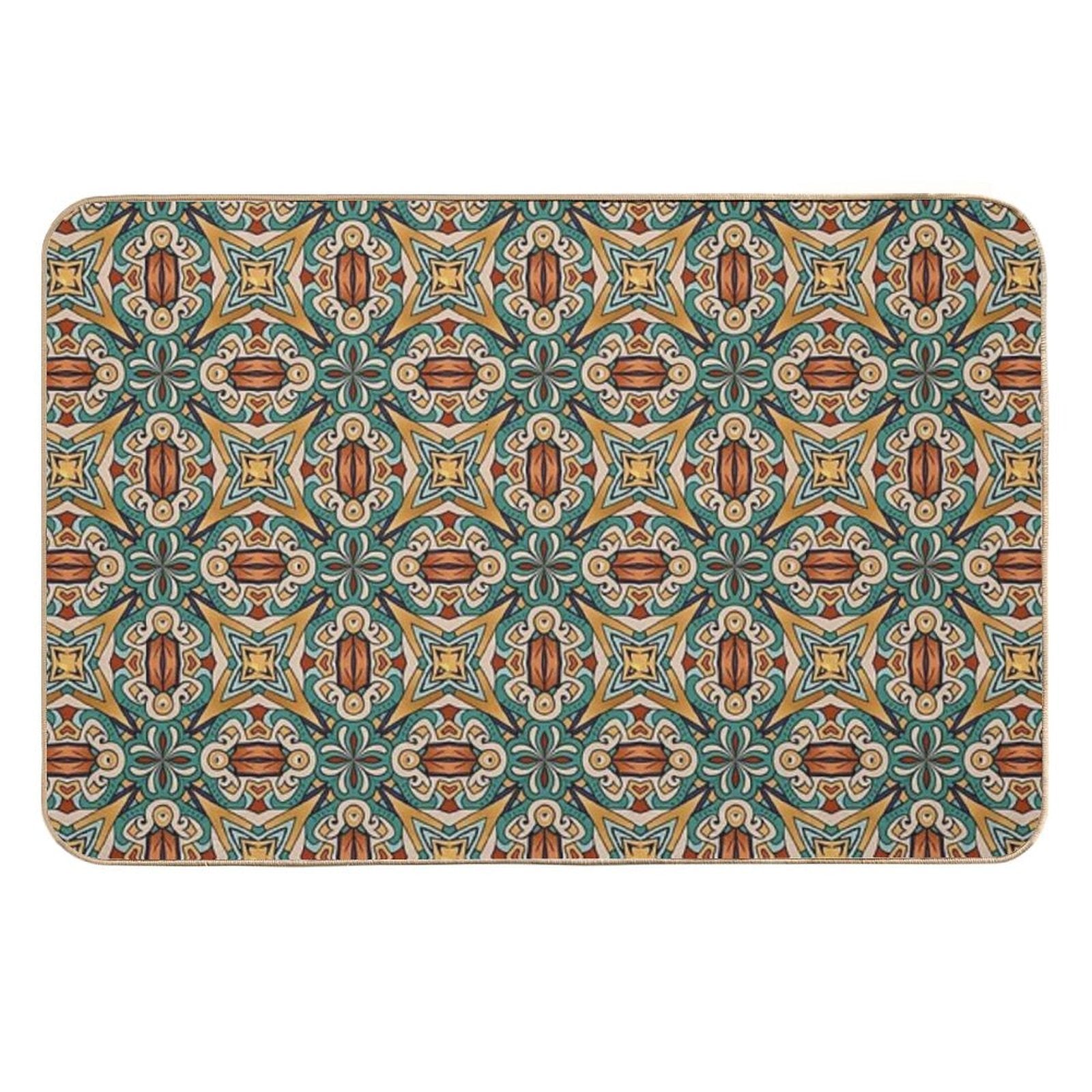 Aztec Art Tile Mexican Textiles Pattern  Long-Lasting Bath Mat