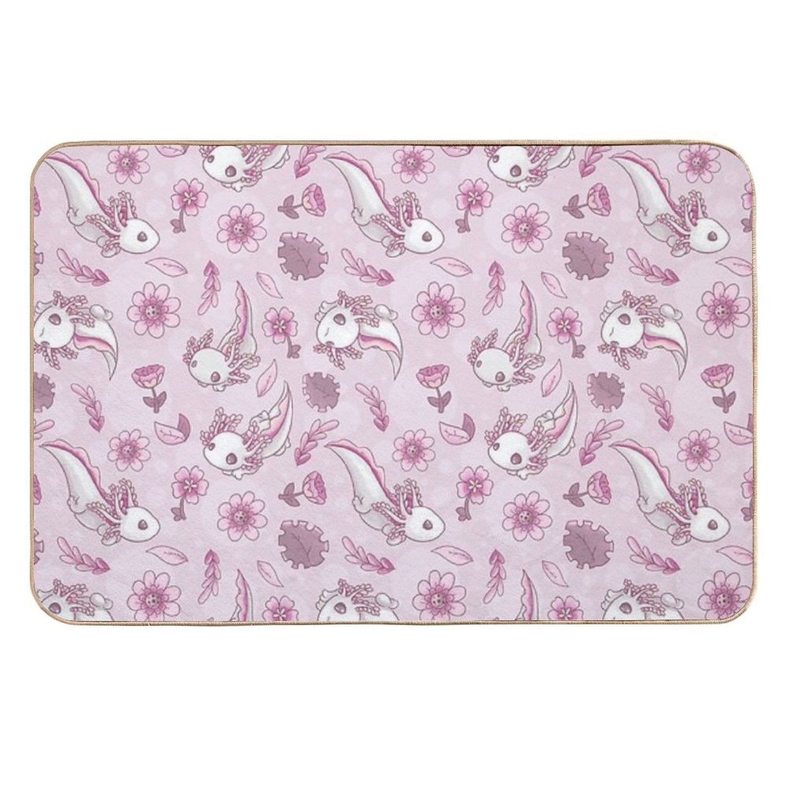 Floral Speckled Axolotl Pattern - Summer Edition  Rapid-Drying Bath Mat