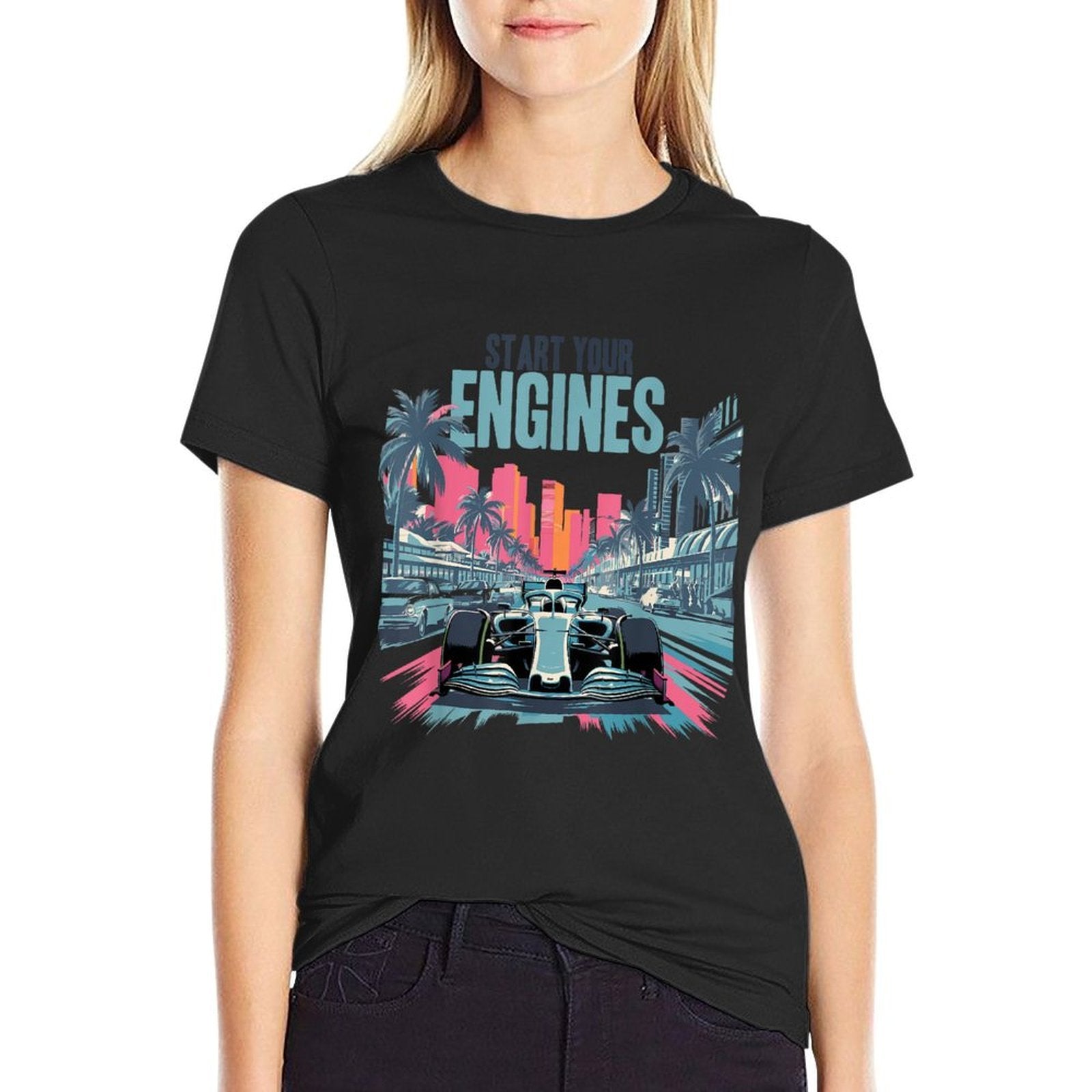 Miami Pit Crew Costume Car Racing Tshirt Retro Auto Car Race  Polyester Blend T-Shirt
