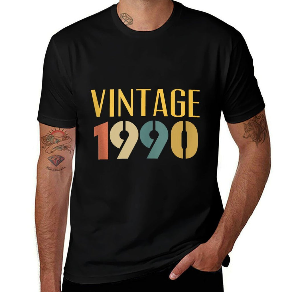 Vintage 1990 35 Years Old Bday Women Men 35th Birthday  High-quality Stitching T-Shirt