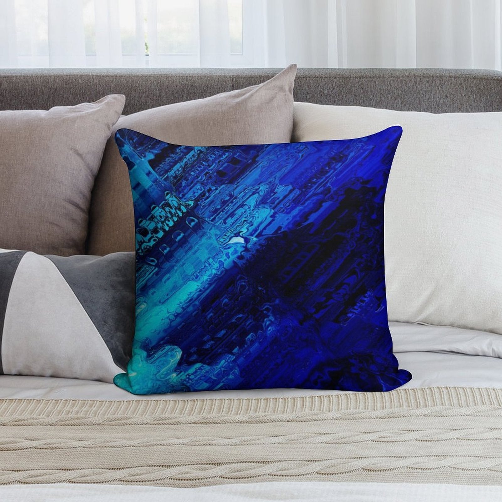Cobalt Soft Short Plush Fabric Throw Pillow