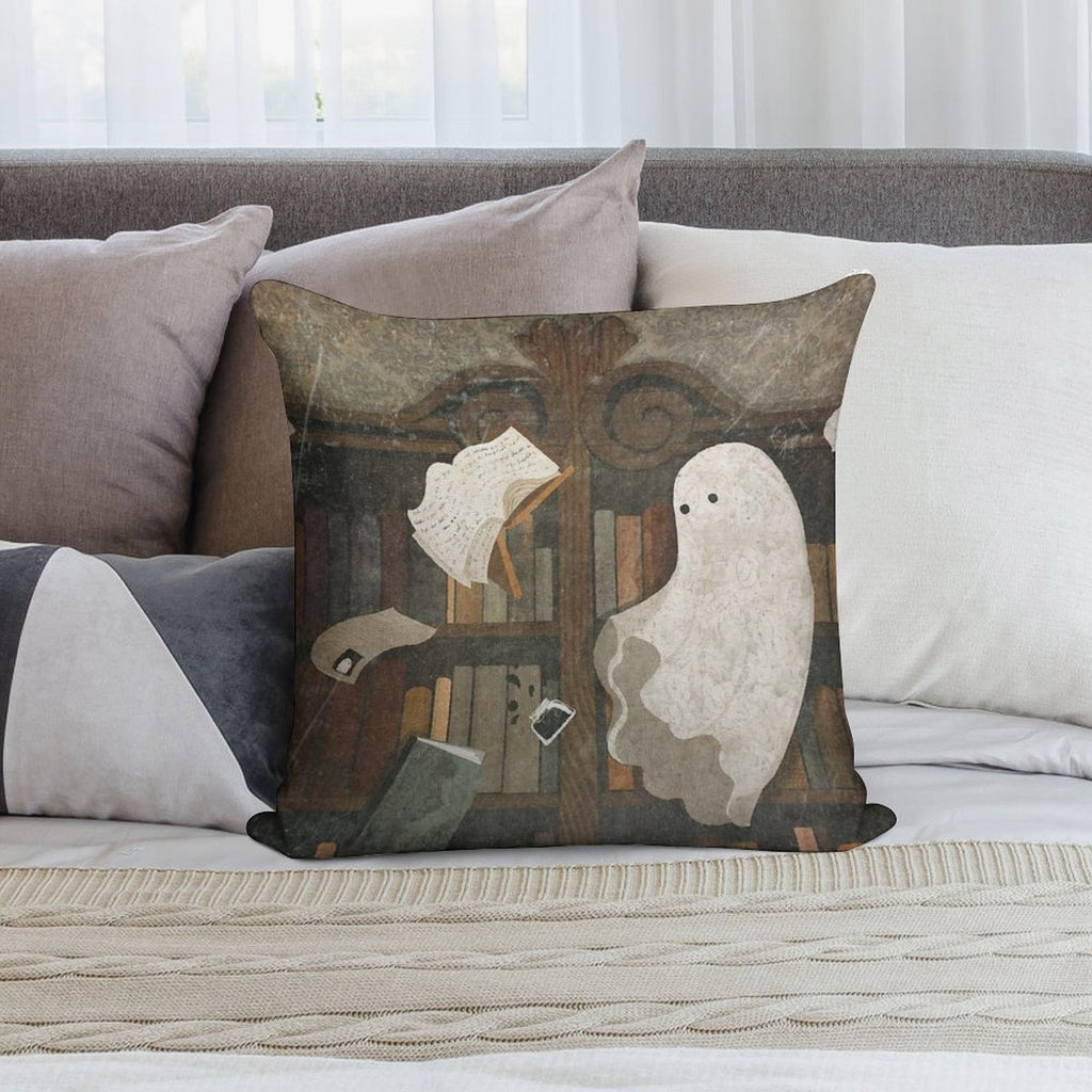 There's A Poltergeist in The Library Again... Soft Fade-Resistant Throw Pillow