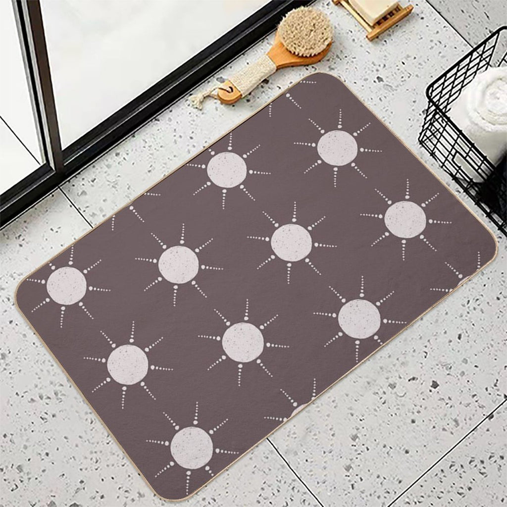 Pretty Polka Dots Sun Pattern Boho Aesthetic In Muted Colors Walnut Brown  Multi-Purpose Bath Mat
