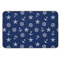 Navy Blue Nautical Anchor Pattern  Non-Slip Bath Mat
