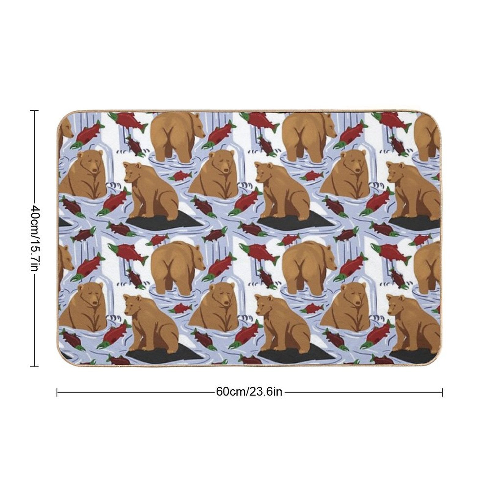 Katmai Bears Repeating Pattern  Absorbent Bath Mat