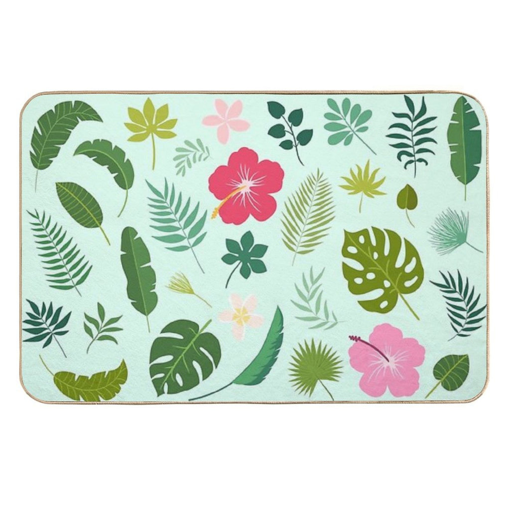 Tropical Nature Monstera Botanical Jungle Illustration Pillow  Multi-Purpose Bath Mat