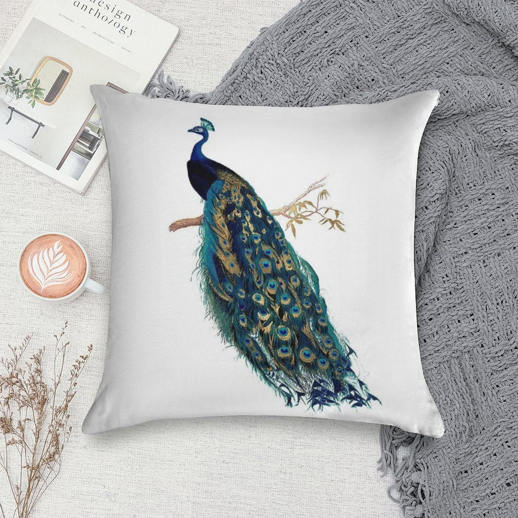 Vintage Peacock Soft Shrink-Resistant Throw Pillow