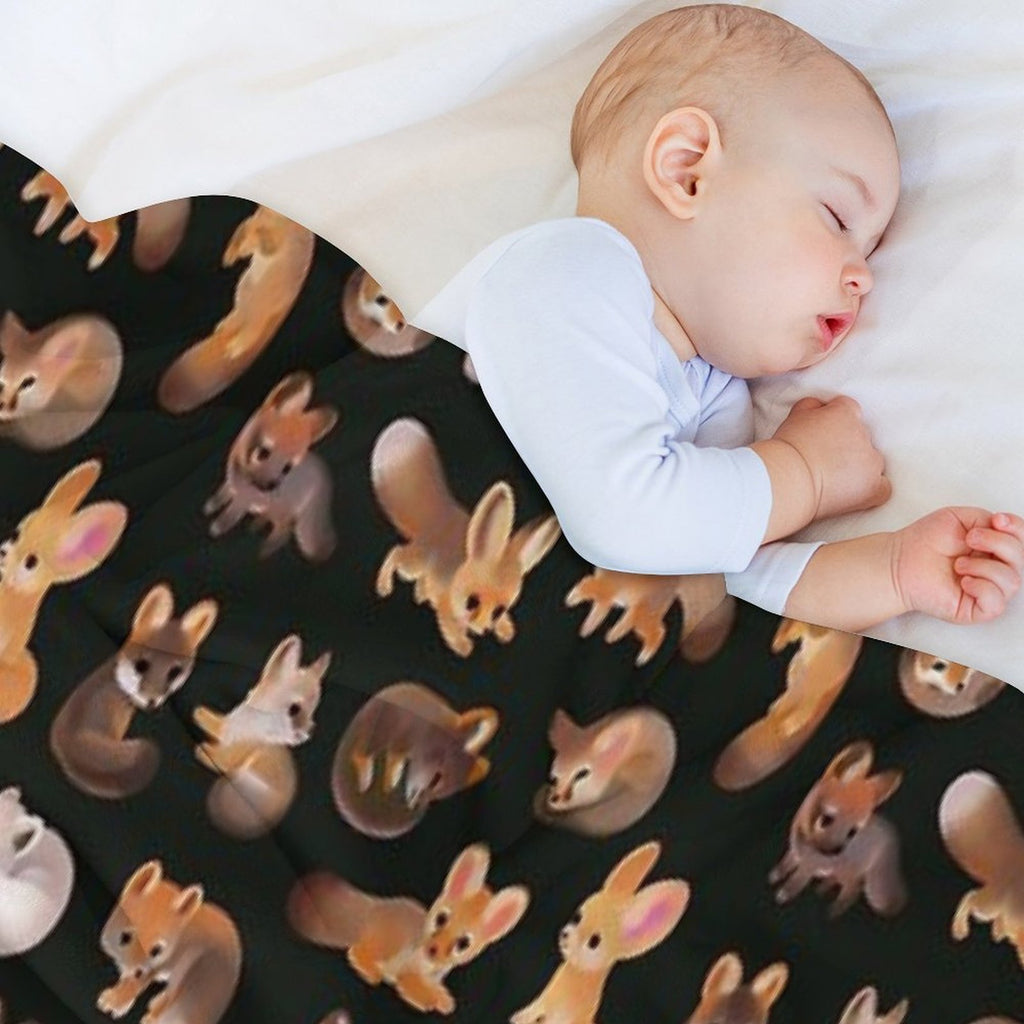 Foxes - Dark Velvety-soft Throw Blanket