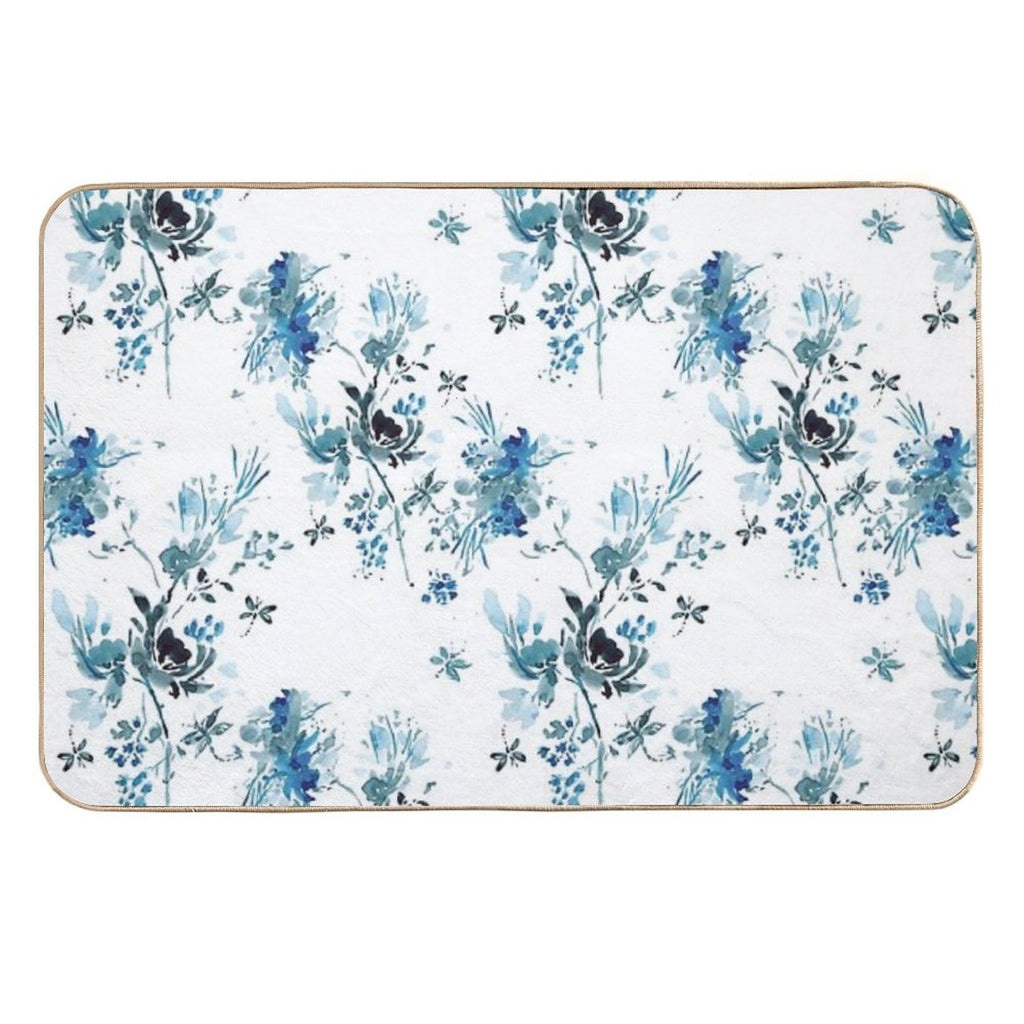 Blue Floral with Dragonflies  Dirt-Trapping Bath Mat