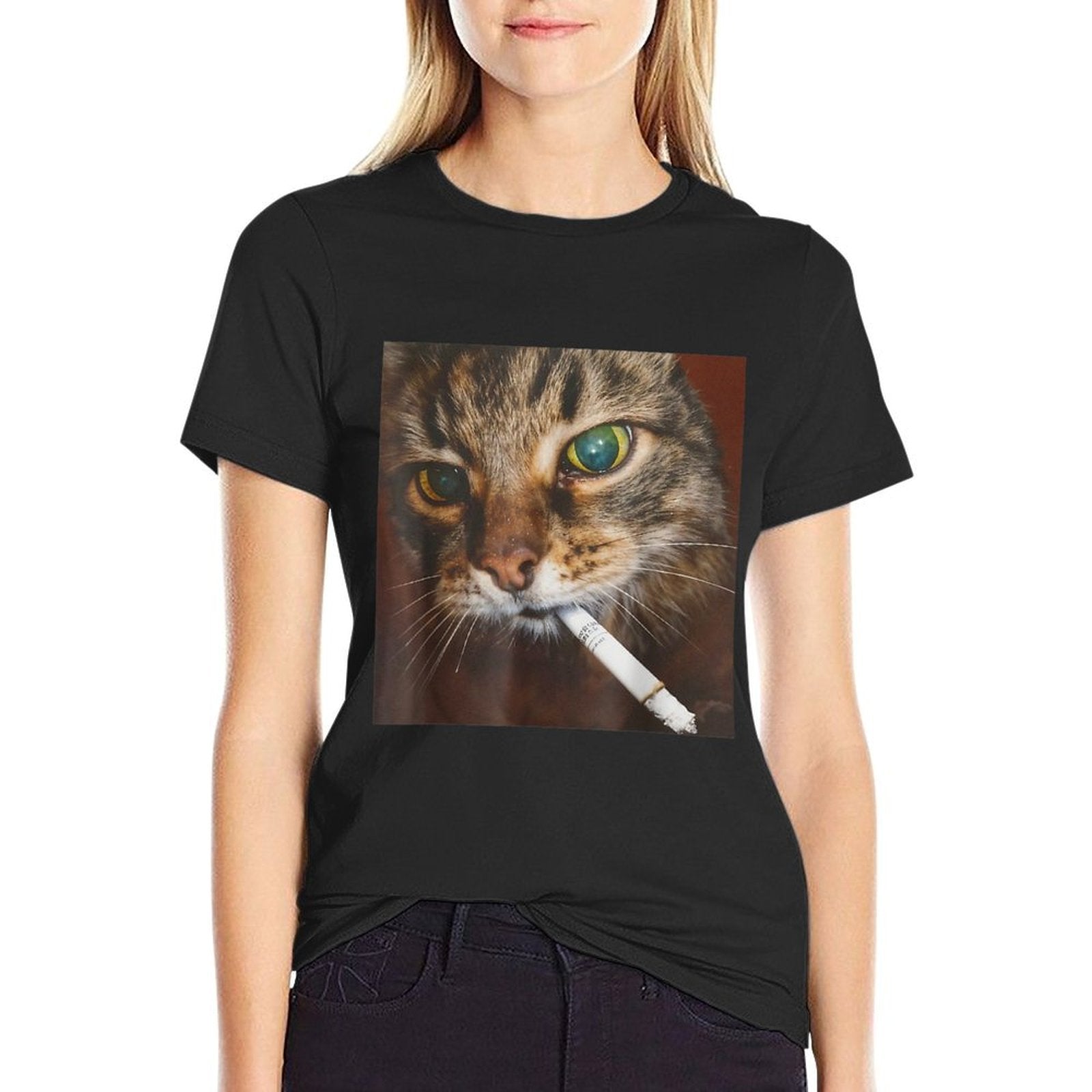 Funny Smoking Cat Meme  Stretchy T-Shirt