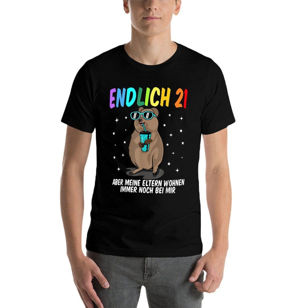 21st Birthday Girl Boy Funny - Finally 21 Quokka  Rolled Sleeves T-Shirt