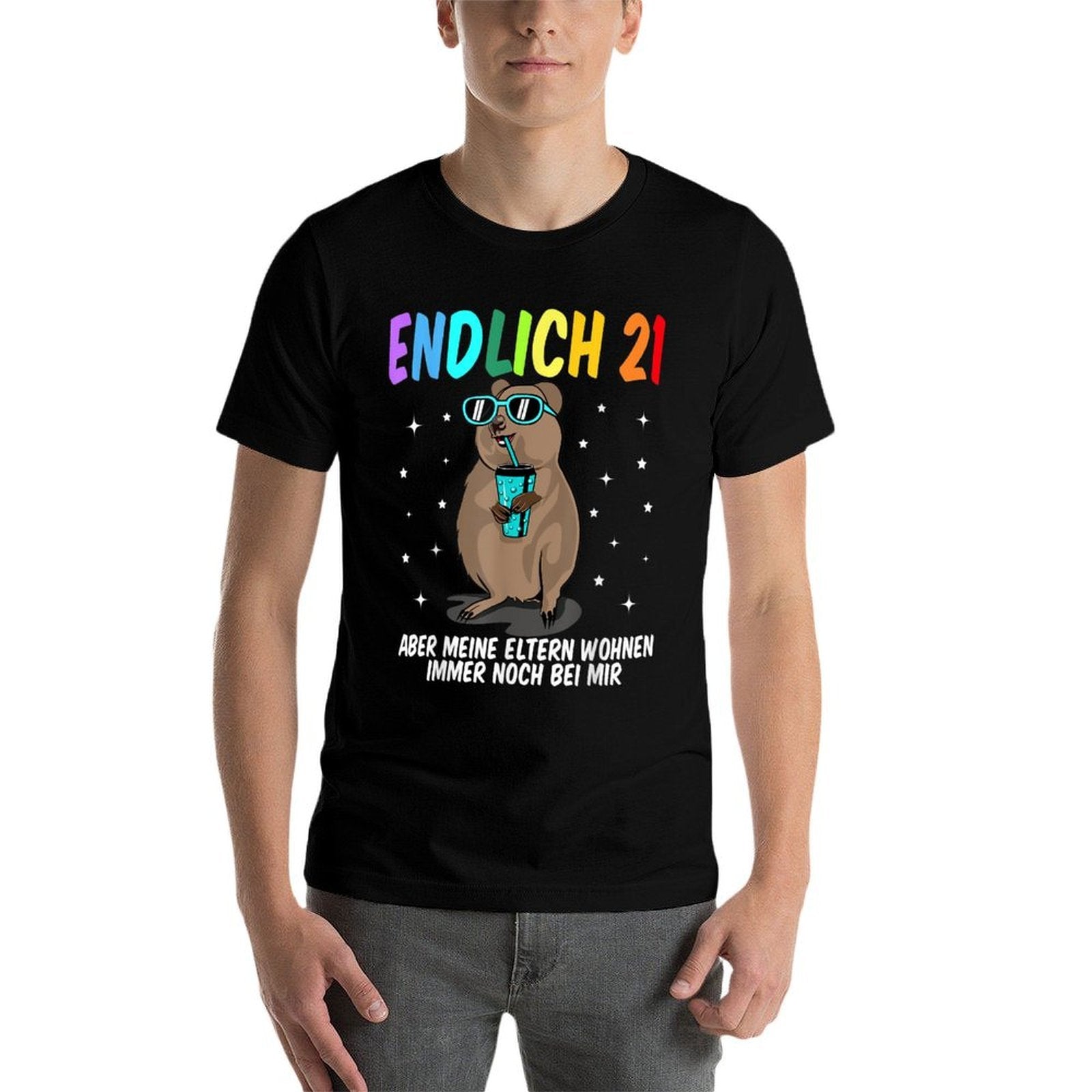 21st Birthday Girl Boy Funny - Finally 21 Quokka  Rolled Sleeves T-Shirt