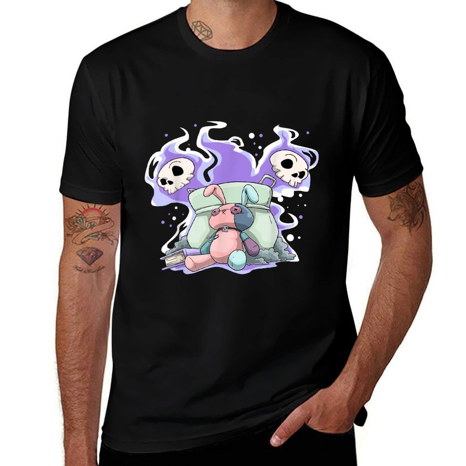Pastel Goth Bunny Skull Kawaii  Stretchy T-Shirt