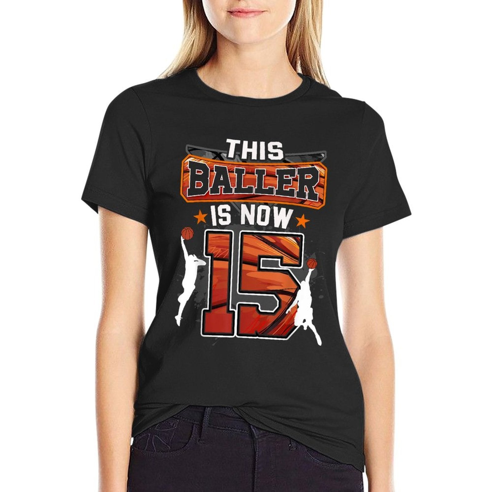 This Baller Is Now 15 Basketball Kids Boys 15th Birthday  Soft T-Shirt