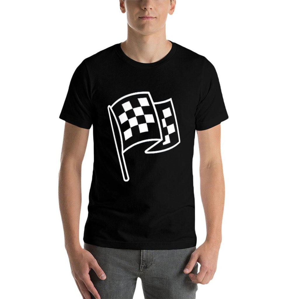Minimalist Car Racing Checkered Badge Pocket Icon  Relaxed-fit T-Shirt