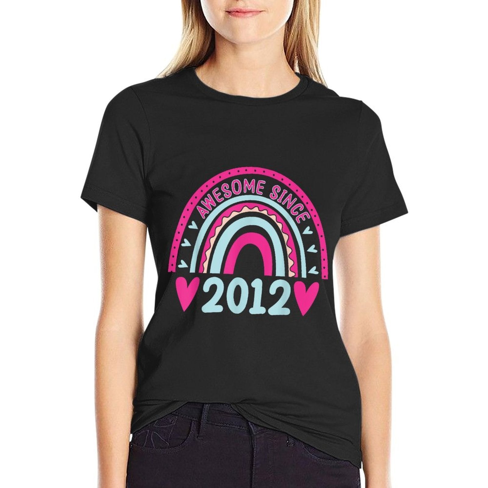 Awesome Since 2012! 11th Birthday Eleven Years Old  Rolled Sleeves T-Shirt