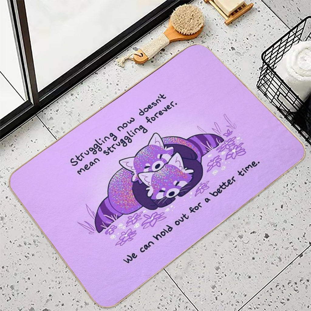 Struggling Now Doesn't Mean Struggling Forever Cuddling Purple Red Pandas  Rapid-Drying Bath Mat