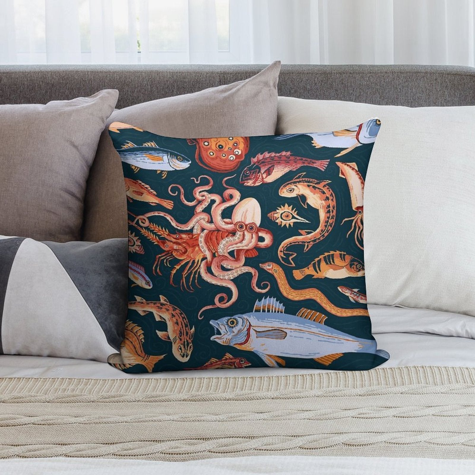 Pompeii Marine Mosaic Soft Luxury Feel Throw Pillow